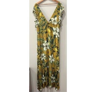 Agua Bendita Women’s V-Neck flutter sleeve Maxi Dress in size L